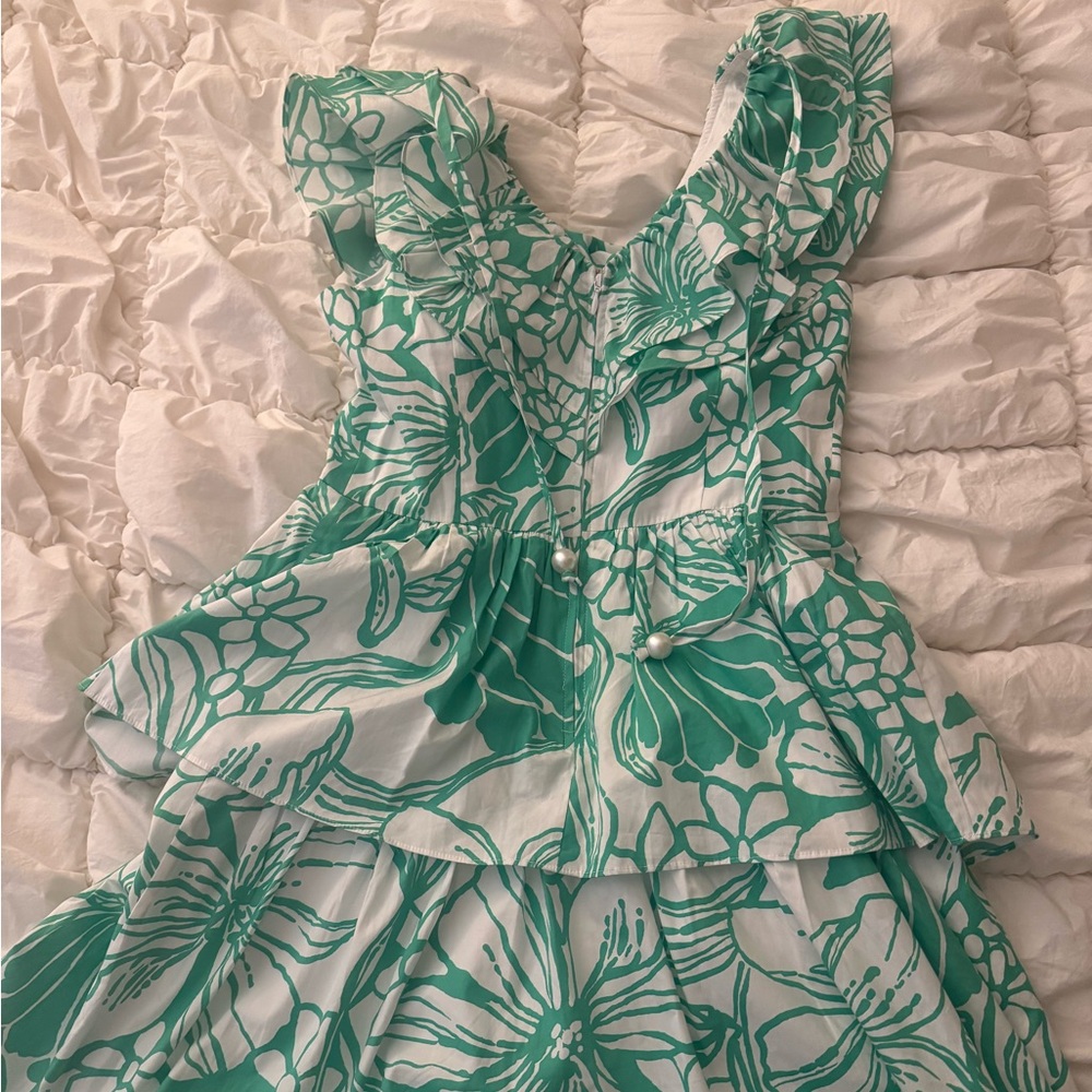 Lilly Pulitzer Teal and White Floral Mini Dress